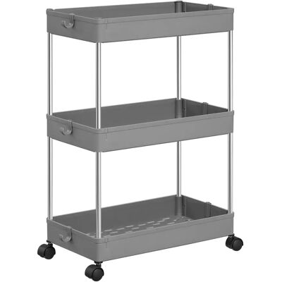 SONGMICS Carrito Auxiliar con Ruedas, Carrito Cocina, Estantería con Ruedas, Carrito para el Baño, para la Cocina, 40 x 22 x 60 cm, Gris/Blanco SONGMICS Carrito Auxiliar con Ruedas, Carrito Cocina, Estantería con Ruedas, Carrito para el Baño, para la Cocina, 40 x 22 x 60 cm, Gris/Blanco