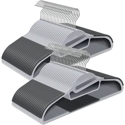 SONGMICS 50 Perchas de Plástico, Apertura en Forma de U, Antideslizantes, Ahorro de Espacio, 0,5 cm de Grosor, 41,5 cm de Largo, Gancho Giratorio 360º, Gris Claro y Gris Oscuro SONGMICS 50 Perchas de Plástico, Apertura en Forma de U, Antideslizantes, Ahorro de Espacio, 0,5 cm de Grosor, 41,5 cm de Largo, Gancho Giratorio 360º, Gris Claro y Gris Oscuro