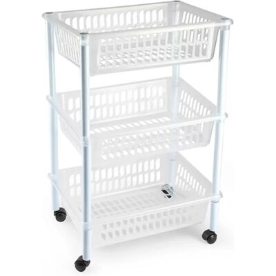 ACAN Tradineur - Carrito verdulero modelo PLFT de plástico con 3 niveles y ruedas, cestas apilables portaobjetos, frutas, verduras (Transparente, 61,5 x 40 x 30 cm) ACAN Tradineur - Carrito verdulero modelo PLFT de plástico con 3 niveles y ruedas, cestas apilables portaobjetos, frutas, verduras (Transparente, 61,5 x 40 x 30 cm)