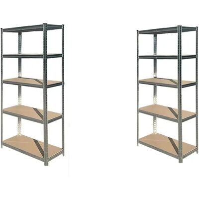 NONE 2 Estantería Modular de Acero Galvanizado y MDF Antihumedo 5 Baldos Ajustables Carga Máxima 875Kg 180*40*90cm estante almacen casa taller NONE 2 Estantería Modular de Acero Galvanizado y MDF Antihumedo 5 Baldos Ajustables Carga Máxima 875Kg 180*40*90cm estante almacen casa taller