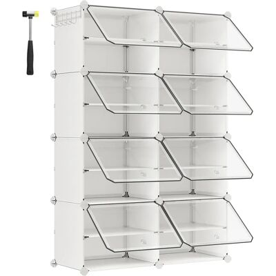 SONGMICS Mueble Zapatero Plástico, 8 Compartimentos, Zapatero Modular, Estantería Modular de Plástico, 30 x 40 x 30 cm Cada Cubo, con Puerta, Marco Acero, Panele Plástico, Blanco/Negro SONGMICS Mueble Zapatero Plástico, 8 Compartimentos, Zapatero Modular, Estantería Modular de Plástico, 30 x 40 x 30 cm Cada Cubo, con Puerta, Marco Acero, Panele Plástico, Blanco/Negro
