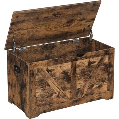 VASAGLE Puff Almacenaje, Banco Almacenaje con 2 Bisagras de Seguridad, Baúl Almacenaje, Banco Zapatero, Estilo de Campo, 40 x 80 x 46 cm, para Pasillo Dormitorio Salón, Marrón Rústico/Blanco Nube VASAGLE Puff Almacenaje, Banco Almacenaje con 2 Bisagras de Seguridad, Baúl Almacenaje, Banco Zapatero, Estilo de Campo, 40 x 80 x 46 cm, para Pasillo Dormitorio Salón, Marrón Rústico/Blanco Nube