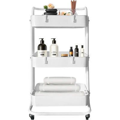 Carrito Almacenamiento Metálico Nyana Home 3 Estantes 85x44x37cm - Blanco Organizador Cocina Baño - Ruedas Giratorias 360º Carrito Almacenamiento Metálico Nyana Home 3 Estantes 85x44x37cm - Blanco Organizador Cocina Baño - Ruedas Giratorias 360º