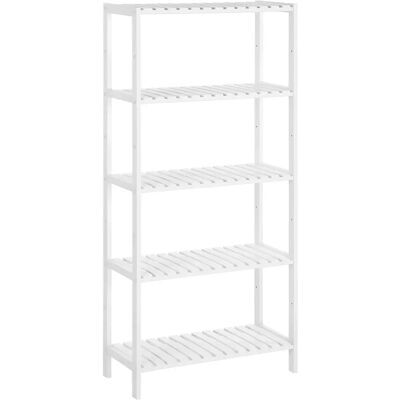 Ninguno SONGMICS BCB35WT Estantería de baño de bambú con 5 estantes y 9 Niveles de Altura Ajustable. Estantería Multifuncional para salón, Pasillo, Cocina, 60 x 26 x 130 cm, Blanco Ninguno SONGMICS BCB35WT Estantería de baño de bambú con 5 estantes y 9 Niveles de Altura Ajustable. Estantería Multifuncional para salón, Pasillo, Cocina, 60 x 26 x 130 cm, Blanco