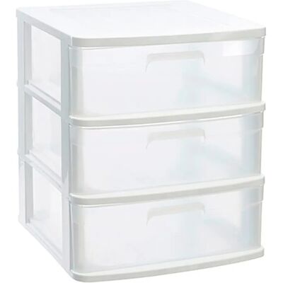 ACAN Tradineur - Cajonera sena 3 cajones, plástico blanco, 40 x 39 x 49,5 cm, torre de almacenaje, cajones opacos, organizador auxiliar multiusos, almacenamiento, dormitorio, baño, oficina ACAN Tradineur - Cajonera sena 3 cajones, plástico blanco, 40 x 39 x 49,5 cm, torre de almacenaje, cajones opacos, organizador auxiliar multiusos, almacenamiento, dormitorio, baño, oficina