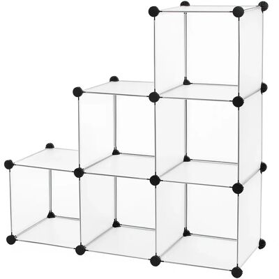 SONGMICS Estantería Modular de 6 Compartimentos, Organizador Modular de Plástico con Patas, Zapatero, Cubo de 30 x 30 x 30 cm, Salón, Dormitorio, Estudio, Martillo de Goma, Blanco/Blanco Crema/Marrón SONGMICS Estantería Modular de 6 Compartimentos, Organizador Modular de Plástico con Patas, Zapatero, Cubo de 30 x 30 x 30 cm, Salón, Dormitorio, Estudio, Martillo de Goma, Blanco/Blanco Crema/Marrón