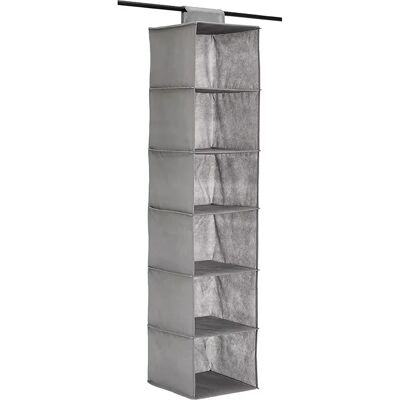 M2 TEC Organizador de ropa para armarios con 6 estantes, Organizador de tela para colgar, Colgador de armario para ropa, toallas y accesorios para bebés, Color gris, Juego de 2 unidades M2 TEC Organizador de ropa para armarios con 6 estantes, Organizador de tela para colgar, Colgador de armario para ropa, toallas y accesorios para bebés, Color gris, Juego de 2 unidades