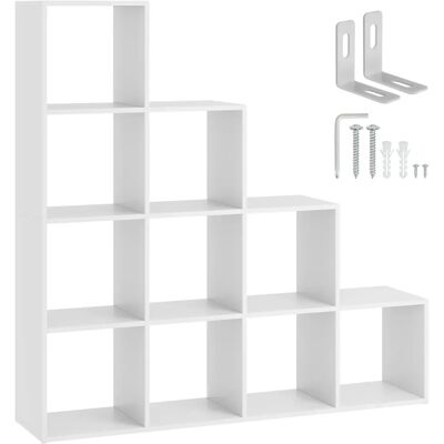 Tectake - Estantería Talisa con 10 compartimentos abiertos en diseño de cubo Moderna estantería para libros con 10 compartimentos abiertos, en forma de escalera y diseño de cubo Óptima protección Tectake - Estantería Talisa con 10 compartimentos abiertos en diseño de cubo Moderna estantería para libros con 10 compartimentos abiertos, en forma de escalera y diseño de cubo Óptima protección