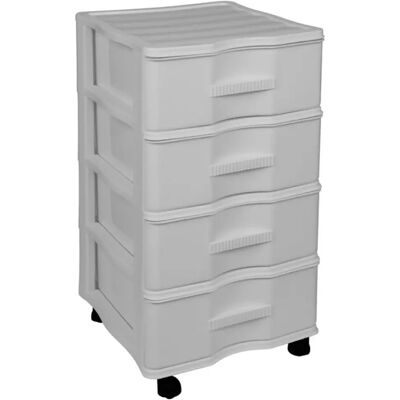 ACAN Tradineur - Cajonera de plástico con ruedas, modelo Wagon, 4 cajones, torre almacenaje multiusos, oficina, hogar, fabricada en España (Gris claro - 67,5 x 37 x 38 cm) ACAN Tradineur - Cajonera de plástico con ruedas, modelo Wagon, 4 cajones, torre almacenaje multiusos, oficina, hogar, fabricada en España (Gris claro - 67,5 x 37 x 38 cm)