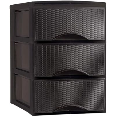 Ninguno Plastic Forte - Cajonera Sobremesa de Plástico Imitación Rattan para Ordenación Decoración Hogar Oficina Ninguno Plastic Forte - Cajonera Sobremesa de Plástico Imitación Rattan para Ordenación Decoración Hogar Oficina