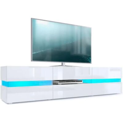 Mueble de TV moderno Nyana Home Diseño elegante con iluminación LED Amplio almacenamiento con 2 puertas y 1 cajón Sistema Push-to-Open Medidas: 177x45x39 cm Mueble de TV moderno Nyana Home Diseño elegante con iluminación LED Amplio almacenamiento con 2 puertas y 1 cajón Sistema Push-to-Open Medidas: 177x45x39 cm