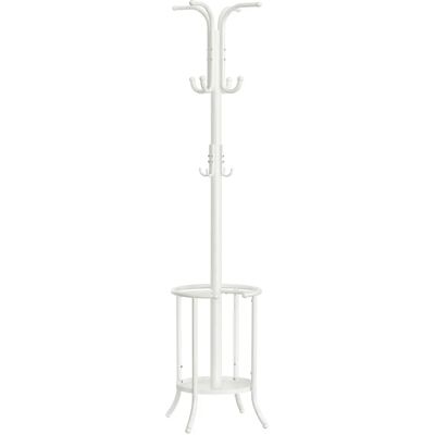 SONGMICS Perchero, Perchero con Paragüero, 12 Ganchos, Estructura Metálica, 175 cm de Alto, para Entrada, Salón, Dormitorio, Blanco Perla/Negro Tinta SONGMICS Perchero, Perchero con Paragüero, 12 Ganchos, Estructura Metálica, 175 cm de Alto, para Entrada, Salón, Dormitorio, Blanco Perla/Negro Tinta