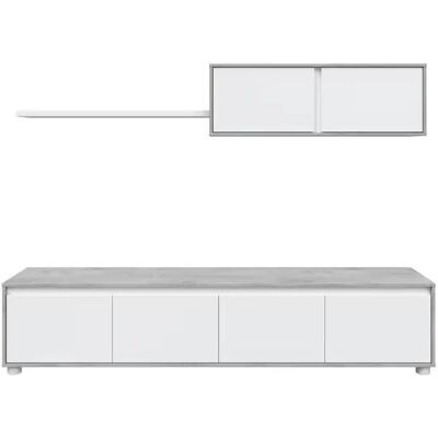 NONE MOBELCENTER - Mueble Salón Moderno Alida – Módulo TV, Módulo Superior y Estante – Color Blanco Artik y Cemento – 200 cm x 43 cm x 41 cm - (1089) NONE MOBELCENTER - Mueble Salón Moderno Alida – Módulo TV, Módulo Superior y Estante – Color Blanco Artik y Cemento – 200 cm x 43 cm x 41 cm - (1089)