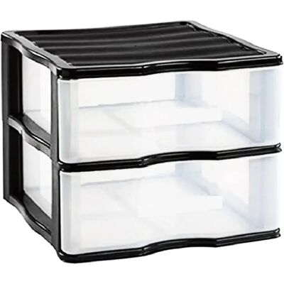 ACAN Cajonera wagon de plástico negro 2 cajones transparentes 32,5 x 36,5 x 38 cm. Contenedor de plástico para folios especial para oficina u hogar. Utensilio de ordenación para distintos ámbitos. ACAN Cajonera wagon de plástico negro 2 cajones transparentes 32,5 x 36,5 x 38 cm. Contenedor de plástico para folios especial para oficina u hogar. Utensilio de ordenación para distintos ámbitos.