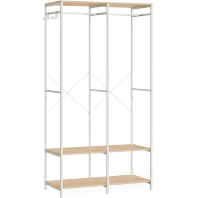 SONGMICS Armario de Ropa Portátil, Armario Plegable, Perchero, Organizador Armario, con Barras de Colgar, Estantes de Almacenamiento, Ganchos Extraíbles, 40 x 94,5 x 180 cm, Beige Natural SONGMICS Armario de Ropa Portátil, Armario Plegable, Perchero, Organizador Armario, con Barras de Colgar, Estantes de Almacenamiento, Ganchos Extraíbles, 40 x 94,5 x 180 cm, Beige Natural