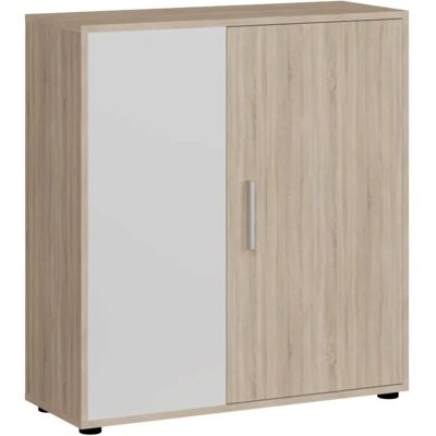 Miroytengo Aparador Salón Rom Comedor 2 Puertas 1 Estante Estilo Nórdico en Color Blanco y Roble Sonoma 80 cm Miroytengo Aparador Salón Rom Comedor 2 Puertas 1 Estante Estilo Nórdico en Color Blanco y Roble Sonoma 80 cm