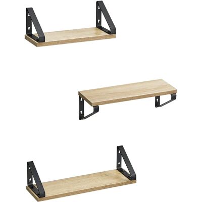 VASAGLE Estantes de Pared, Estantes Flotantes, Juego de 3, 2 Formas de Montaje, Estantes Decorativos, para Salón, Baño, Cocina, Roble y Negro/Marrón Rústico y Negro/Blanco y Negro/Greige y Negro/Negro VASAGLE Estantes de Pared, Estantes Flotantes, Juego de 3, 2 Formas de Montaje, Estantes Decorativos, para Salón, Baño, Cocina, Roble y Negro/Marrón Rústico y Negro/Blanco y Negro/Greige y Negro/Negro
