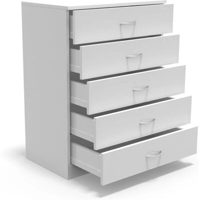 DORMIDAN - Cómoda 5 cajones guías metálicas, habitación Dormitorio, Armario con cajoneras. DORMIDAN - Cómoda 5 cajones guías metálicas, habitación Dormitorio, Armario con cajoneras.