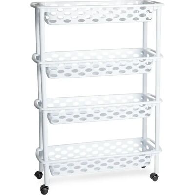 Ninguno Carrito Slim 4 Cestas Organizador Compacto con Bandejas Multiusos en Color Blanco Ninguno Carrito Slim 4 Cestas Organizador Compacto con Bandejas Multiusos en Color Blanco