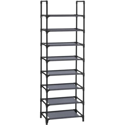 SONGMICS Zapatero, Organizador Zapatos, 8 Baldas, Zapatero Abierto Estrecho, 28 x 46 x 145 cm, Marco de Metal, Estantes de Tela no Tejida, para Pasillo, Dormitorio, Gris/Negro SONGMICS Zapatero, Organizador Zapatos, 8 Baldas, Zapatero Abierto Estrecho, 28 x 46 x 145 cm, Marco de Metal, Estantes de Tela no Tejida, para Pasillo, Dormitorio, Gris/Negro