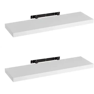 LOLAhome Set de 2 estantes de pared flotantes blancos de 80x24 cm LOLAhome Set de 2 estantes de pared flotantes blancos de 80x24 cm