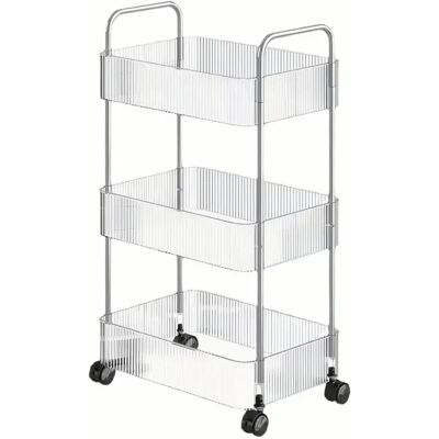 IPSDI Carrito de almacenamiento delgado de acrílico, carrito de almacenamiento con ruedas, organizador transparente de carrito de baño para cocina, baño, dormitorio, sala de estar, 3capas IPSDI Carrito de almacenamiento delgado de acrílico, carrito de almacenamiento con ruedas, organizador transparente de carrito de baño para cocina, baño, dormitorio, sala de estar, 3capas