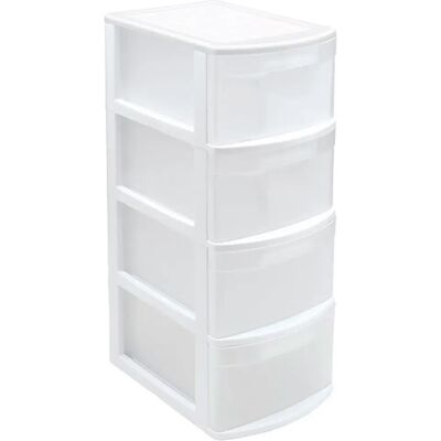 ACAN Tradineur - Cajonera estrecha de plástico, modelo Támesis, 4 cajones transparentes, torre de almacenaje, oficina, hogar (Blanco, 78 x 28,5 x 39 cm) ACAN Tradineur - Cajonera estrecha de plástico, modelo Támesis, 4 cajones transparentes, torre de almacenaje, oficina, hogar (Blanco, 78 x 28,5 x 39 cm)