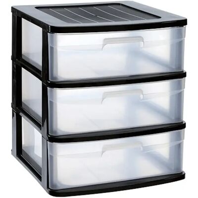 ACAN Tradineur - Cajonera sena 3 cajones, plástico negro, 40 x 39 x 49,5 cm, torre de almacenaje, cajones opacos, organizador auxiliar multiusos, almacenamiento, dormitorio, baño, oficina ACAN Tradineur - Cajonera sena 3 cajones, plástico negro, 40 x 39 x 49,5 cm, torre de almacenaje, cajones opacos, organizador auxiliar multiusos, almacenamiento, dormitorio, baño, oficina