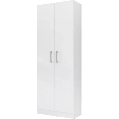 FIJALO - Armario escobero multiusos 2 puertas - Blanco - Storage Cabinet FIJALO - Armario escobero multiusos 2 puertas - Blanco - Storage Cabinet