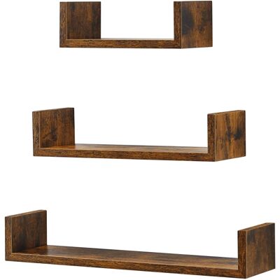 SONGMICS Estantes de Pared, Juego de 3, Estantes Flotantes, Estantes Colgantes, Longitud 30/45/60 cm, Carga de 10 kg, para Salón, Oficina, Baño, Cocina, Marrón Rústico SONGMICS Estantes de Pared, Juego de 3, Estantes Flotantes, Estantes Colgantes, Longitud 30/45/60 cm, Carga de 10 kg, para Salón, Oficina, Baño, Cocina, Marrón Rústico