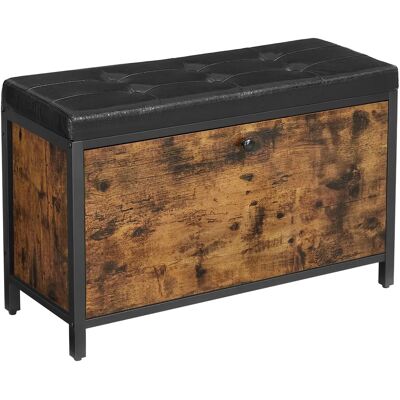 VASAGLE Banco Zapatero, Banco tapizado para Zapatos, con cajón, 2 Filas para 6 Pares de Zapatos, Estructura de Acero, Industrial, Marrón Rústico y Negro VASAGLE Banco Zapatero, Banco tapizado para Zapatos, con cajón, 2 Filas para 6 Pares de Zapatos, Estructura de Acero, Industrial, Marrón Rústico y Negro