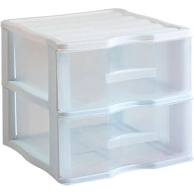 ACAN Cajonera de plástico Wagon, 2 cajones transparentes, torre almacenaje, organizador auxiliar, armario, baño, oficina (Blanco, 32,5 x 36,5 x 38 cm) ACAN Cajonera de plástico Wagon, 2 cajones transparentes, torre almacenaje, organizador auxiliar, armario, baño, oficina (Blanco, 32,5 x 36,5 x 38 cm)