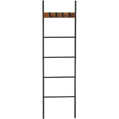 VASAGLE Estantería de Escalera Inclinada, toallero de 5 Niveles, 44 x 160 cm, Ahorro de Espacio, Marco de Acero, 4 Ganchos, para Mantas, Toallas, Estilo Industrial, marrón rústico y Negro VASAGLE Estantería de Escalera Inclinada, toallero de 5 Niveles, 44 x 160 cm, Ahorro de Espacio, Marco de Acero, 4 Ganchos, para Mantas, Toallas, Estilo Industrial, marrón rústico y Negro