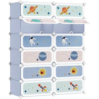 SONGMICS Estantería Modular Infantil de 12 Cubos, Zapatero para niños, Estantería plástico, Armario Modular con Puertas, para Ropa, Zapatos, Juguetes, 31 x 81 x 106 cm, Azul Pálido/Rosa Jalea/Blanco SONGMICS Estantería Modular Infantil de 12 Cubos, Zapatero para niños, Estantería plástico, Armario Modular con Puertas, para Ropa, Zapatos, Juguetes, 31 x 81 x 106 cm, Azul Pálido/Rosa Jalea/Blanco