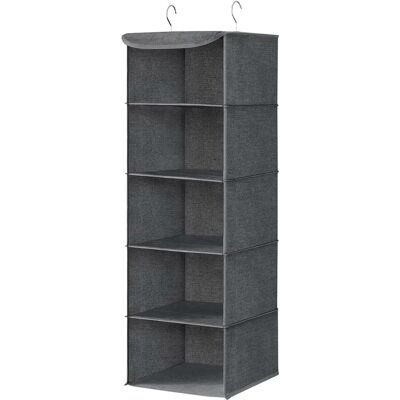 SONGMICS Juego de 2, Organizador Colgante, Bolsa Colgante de Armario, Plegable, Ahorro de Espacio, con Ganchos Metálicos, Refuerzo de Bambú, Patrón de Lino, Gris/Beige Arena/Gris Claro SONGMICS Juego de 2, Organizador Colgante, Bolsa Colgante de Armario, Plegable, Ahorro de Espacio, con Ganchos Metálicos, Refuerzo de Bambú, Patrón de Lino, Gris/Beige Arena/Gris Claro