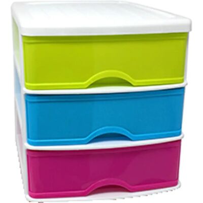 ACAN Tradineur - Cajonera de sobremesa con 3 cajones multicolor, plástico, torre de almacenaje multiusos, ordenación, hogar, 26 x 27 x 35,5 cm, blanco ACAN Tradineur - Cajonera de sobremesa con 3 cajones multicolor, plástico, torre de almacenaje multiusos, ordenación, hogar, 26 x 27 x 35,5 cm, blanco