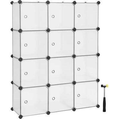 SONGMICS Estantería Modular, Armario Modular de 12 Cubos, Estantería de Plástico con Puertas, para Zapatillas, Ropa, Libros, Fácil de Montar, Blanco/Negro y Blanco SONGMICS Estantería Modular, Armario Modular de 12 Cubos, Estantería de Plástico con Puertas, para Zapatillas, Ropa, Libros, Fácil de Montar, Blanco/Negro y Blanco