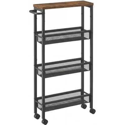 VASAGLE Carro de 4 Niveles, Carro Estrecho de Cocina con Ruedas, con Asa, para Espacio Reducido, 13 x 45,4 x 77 cm, para Cocina, Baño, Salón,Estudio, Marrón Rústico y Negro/Roble Beige y Blanco VASAGLE Carro de 4 Niveles, Carro Estrecho de Cocina con Ruedas, con Asa, para Espacio Reducido, 13 x 45,4 x 77 cm, para Cocina, Baño, Salón,Estudio, Marrón Rústico y Negro/Roble Beige y Blanco