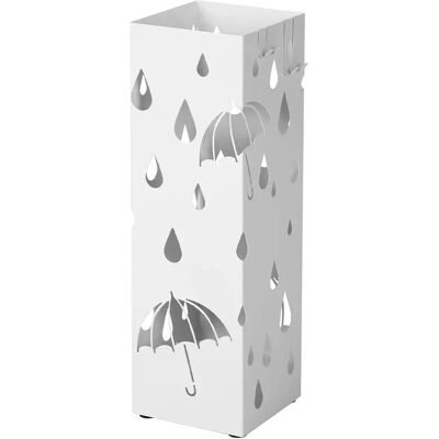 SONGMICS Paragüero de Metal, Soporte de Paraguas, con Bandeja de Goteo y 4 Ganchos, 15,5 x 15,5 x 49 cm, Blanco/Gris Antracita/Negro SONGMICS Paragüero de Metal, Soporte de Paraguas, con Bandeja de Goteo y 4 Ganchos, 15,5 x 15,5 x 49 cm, Blanco/Gris Antracita/Negro