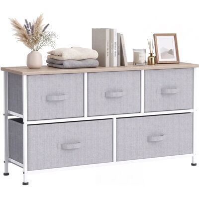 HOMCOM Cómoda con 5 Cajones de Tela, Cómoda para Dormitorio, Marco Metálico, Cajonera para Salón, Oficina, Vestidor, Gris HOMCOM Cómoda con 5 Cajones de Tela, Cómoda para Dormitorio, Marco Metálico, Cajonera para Salón, Oficina, Vestidor, Gris