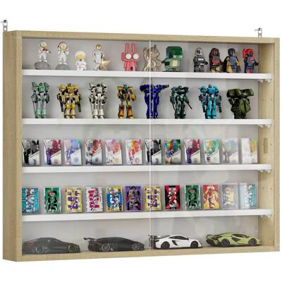 Outsunny HOMCOM Vitrina de Pared de Madera con Estantes Ajustables y 2 Puertas Correderas de Cristal 80x9,5x60 cm Blanco y Natural Outsunny HOMCOM Vitrina de Pared de Madera con Estantes Ajustables y 2 Puertas Correderas de Cristal 80x9,5x60 cm Blanco y Natural