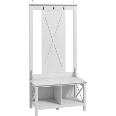 HOMCOM Perchero con Zapatero de Madera con 3 Ganchos 80,5x40x168 cm Blanco HOMCOM Perchero con Zapatero de Madera con 3 Ganchos 80,5x40x168 cm Blanco