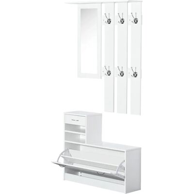 HOMCOM Conjunto Muebles de Entrada Recibidor Pasillo 3 Piezas Perchero Espejo HOMCOM Conjunto Muebles de Entrada Recibidor Pasillo 3 Piezas Perchero Espejo