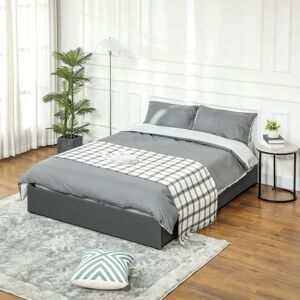HOMCOM Cama Doble 140x190 cm con 3 Cajones y Estructura de Metal Gris HOMCOM Cama Doble 140x190 cm con 3 Cajones y Estructura de Metal Gris