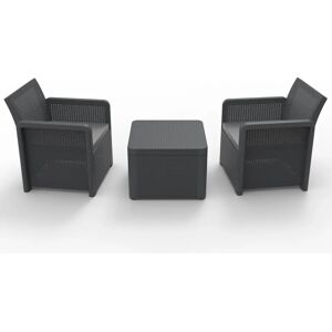 SP Berner - Set de Muebles de Jardín y Terraza Nassau Tete a Tete - 2 Sillones y Mesa de Centro - Fabricado en España con Plástico Reciclado - Grafito SP Berner - Set de Muebles de Jardín y Terraza Nassau Tete a Tete - 2 Sillones y Mesa de Centro - Fabricado en España con Plástico Reciclado - Grafito