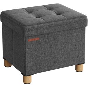 SONGMICS Puff Almancenaje, Banco Almacenaje, Taburete con Reposapiés, Plagable, Banco con Almacenamiento, 32 x 40 x 33,5, para Sala de Estar, Dormitorio, Gris Oscuro/Negro SONGMICS Puff Almancenaje, Banco Almacenaje, Taburete con Reposapiés, Plagable, Banco con Almacenamiento, 32 x 40 x 33,5, para Sala de Estar, Dormitorio, Gris Oscuro/Negro
