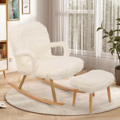 Comanlai Silla de Cachemira con cojín, sillón de ocio con reposapiés, patas de madera maciza, adecuado para sala de estar y dormitorio Comanlai Silla de Cachemira con cojín, sillón de ocio con reposapiés, patas de madera maciza, adecuado para sala de estar y dormitorio