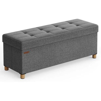 SONGMICS Puff Almancenaje, Banco Almacenaje, Taburete con Reposapiés, Plagable, Banco con Almacenamiento, 38 x 110 x 40, para Sala de Estar, Dormitorio, Gris Oscuro SONGMICS Puff Almancenaje, Banco Almacenaje, Taburete con Reposapiés, Plagable, Banco con Almacenamiento, 38 x 110 x 40, para Sala de Estar, Dormitorio, Gris Oscuro