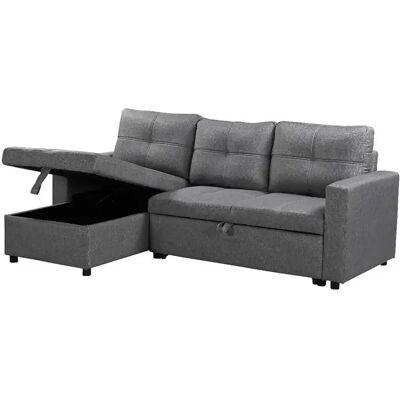 Ninguno Sofa cama con arcon y chaise longue PAU 3 plazas color gris claro Ninguno Sofa cama con arcon y chaise longue PAU 3 plazas color gris claro