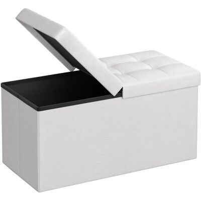 SONGMICS Puff Almancenaje, Banco Almacenaje, Banco con Tapa Plegable, Capacidad de 89 L/120 L, con Asiento Acolchado, 38 x 76 x 38 cm/38 x 110 x 38 cm, Blanco SONGMICS Puff Almancenaje, Banco Almacenaje, Banco con Tapa Plegable, Capacidad de 89 L/120 L, con Asiento Acolchado, 38 x 76 x 38 cm/38 x 110 x 38 cm, Blanco